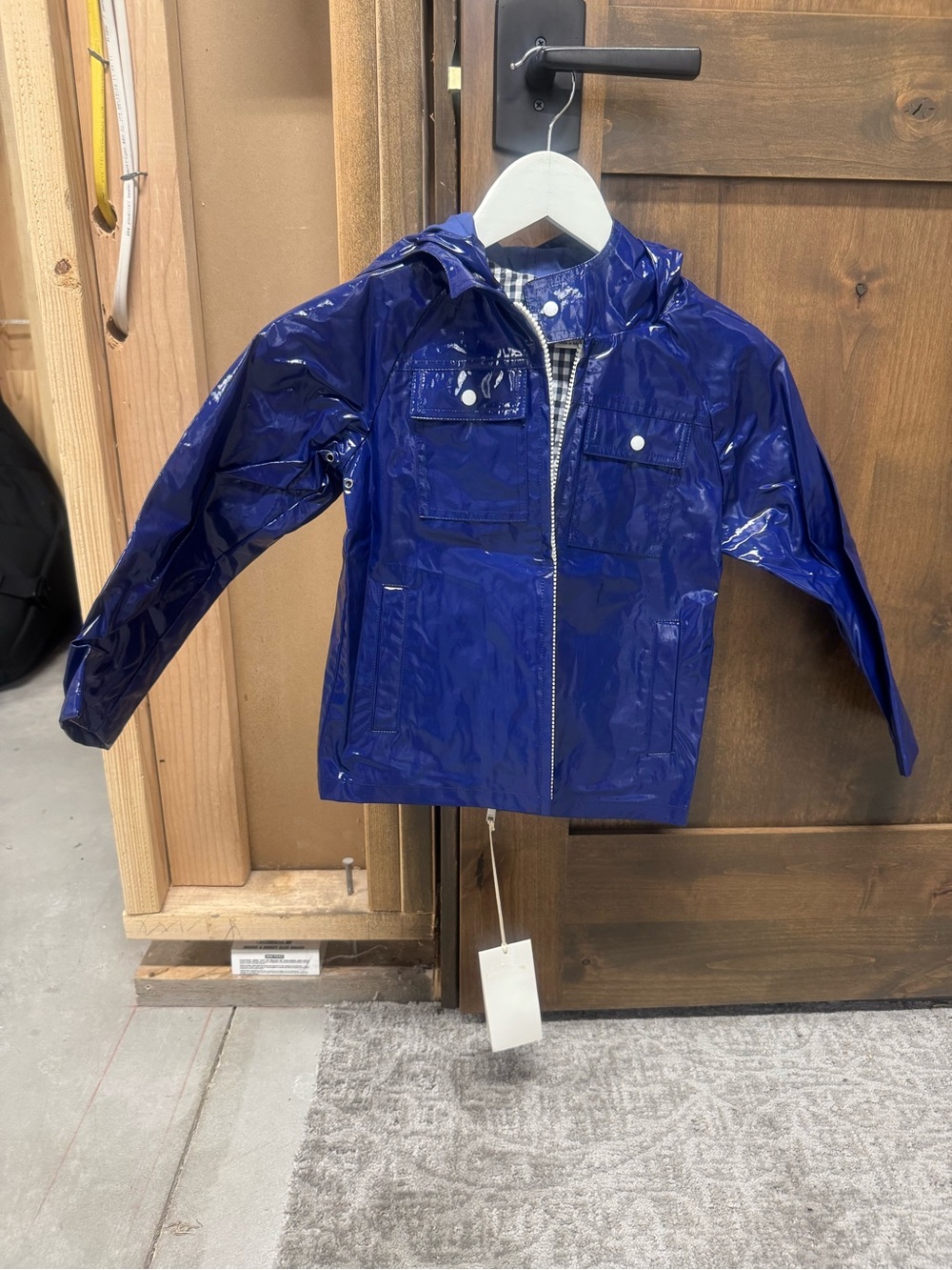 Gucci Kids Waterproof Hooded Rain Jacket - Blue | NWT | Size 6